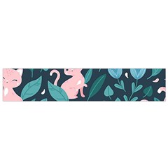 Cat Cute Flowers Leaves Pattern Small Premium Plush Fleece Scarf by Grandong