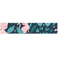 Cat Cute Flowers Leaves Pattern Large Premium Plush Fleece Scarf  by Grandong