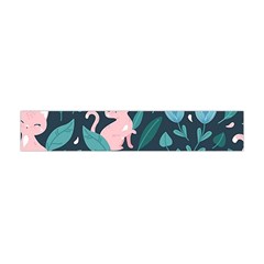 Cat Cute Flowers Leaves Pattern Premium Plush Fleece Scarf (mini) by Grandong