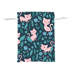 Cat Cute Flowers Leaves Pattern Lightweight Drawstring Pouch (m) by Grandong