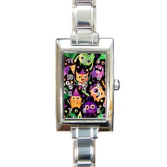 Fun Halloween Monsters Rectangle Italian Charm Watch