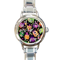 Fun Halloween Monsters Round Italian Charm Watch by Grandong