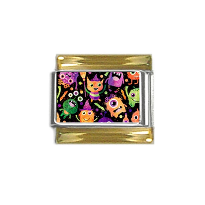 Fun Halloween Monsters Gold Trim Italian Charm (9mm)