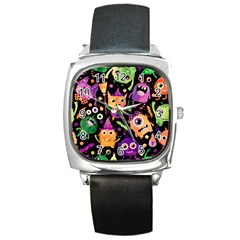 Fun Halloween Monsters Square Metal Watch by Grandong