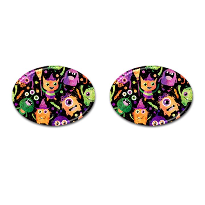 Fun Halloween Monsters Cufflinks (Oval)