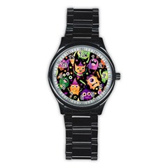 Fun Halloween Monsters Stainless Steel Round Watch by Grandong