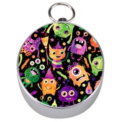 Fun Halloween Monsters Silver Compasses by Grandong