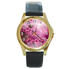 24 RISE. Round Gold Metal Watch