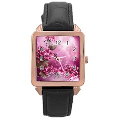 24 RISE. Rose Gold Leather Watch 