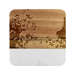 24 RISE. Marble Wood Coaster (Square)