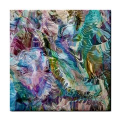 Flowing Patterns Tile Coaster by kaleidomarblingart