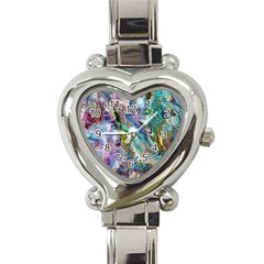 Flowing Patterns Heart Italian Charm Watch by kaleidomarblingart