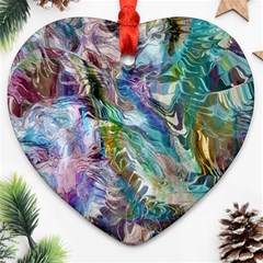 Flowing Patterns Heart Ornament (two Sides) by kaleidomarblingart