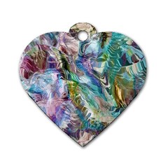 Flowing Patterns Dog Tag Heart (two Sides) by kaleidomarblingart