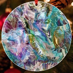 Flowing Patterns Uv Print Acrylic Ornament Round by kaleidomarblingart