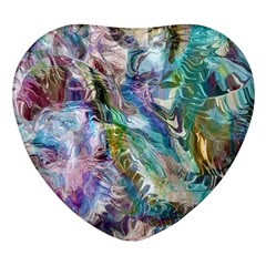 Flowing Patterns Heart Glass Fridge Magnet (4 Pack) by kaleidomarblingart