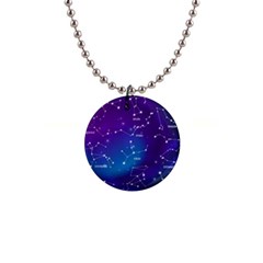 Realistic Night Sky Poster With Constellations 1  Button Necklace by Grandong