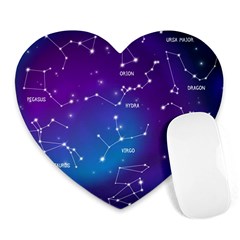 Realistic Night Sky Poster With Constellations Heart Mousepad by Grandong