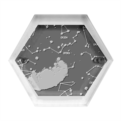 Realistic Night Sky Poster With Constellations Hexagon Wood Jewelry Box by Grandong