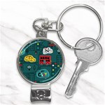 Seamless Pattern Hand Drawn With Vehicles Buildings Road Nail Clippers Key Chain Front