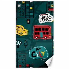 Seamless Pattern Hand Drawn With Vehicles Buildings Road Canvas 40  X 72  by Grandong