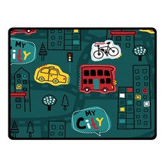 Seamless Pattern Hand Drawn With Vehicles Buildings Road Fleece Blanket (small) by Grandong