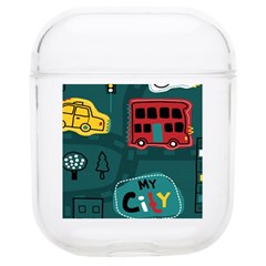 Seamless Pattern Hand Drawn With Vehicles Buildings Road Soft Tpu Airpods 1/2 Case by Grandong