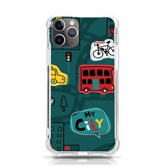 Seamless Pattern Hand Drawn With Vehicles Buildings Road Iphone 11 Pro 5 8 Inch Tpu Uv Print Case by Grandong