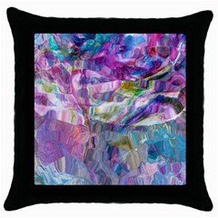 Fuchsia On Turquoise Flow Throw Pillow Case (black) by kaleidomarblingart