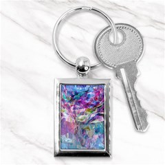 Fuchsia On Turquoise Flow Key Chain (rectangle) by kaleidomarblingart