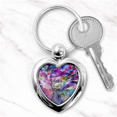 Fuchsia On Turquoise Flow Key Chain (heart) by kaleidomarblingart