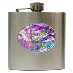 Fuchsia On Turquoise Flow Hip Flask (6 Oz) by kaleidomarblingart