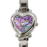 Fuchsia on turquoise flow Heart Italian Charm Watch Front