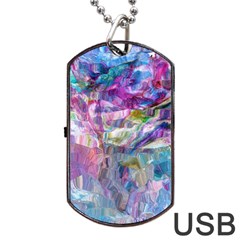 Fuchsia On Turquoise Flow Dog Tag Usb Flash (two Sides) by kaleidomarblingart