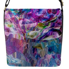 Fuchsia On Turquoise Flow Flap Closure Messenger Bag (s) by kaleidomarblingart