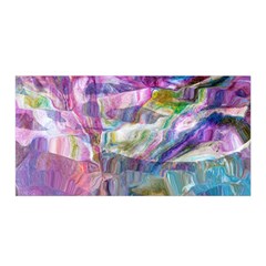 Fuchsia On Turquoise Flow Satin Wrap 35  X 70  by kaleidomarblingart