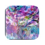 Fuchsia on turquoise flow Square Metal Box (Black) Front