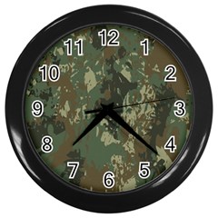 Camouflage Splatters Background Wall Clock (black) by Grandong