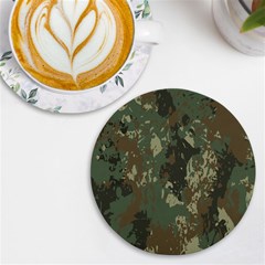 Camouflage Splatters Background Uv Print Round Tile Coaster by Grandong