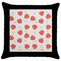 Strawberries Pattern Design Throw Pillow Case (black) by Grandong