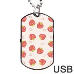 Strawberries Pattern Design Dog Tag Usb Flash (one Side) by Grandong