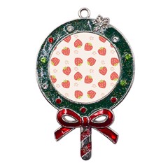 Strawberries Pattern Design Metal X mas Lollipop With Crystal Ornament by Grandong