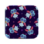 Owl Pattern Background Square Metal Box (Black) Front