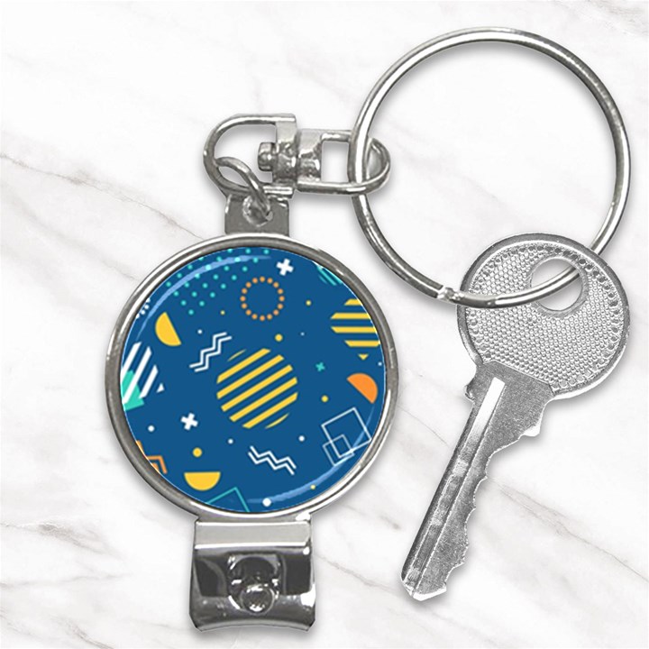 Flat Design Geometric Shapes Background Nail Clippers Key Chain