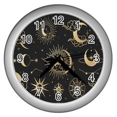 Star Colorful Christmas Abstract Art Wall Clock (silver) by Grandong