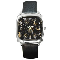 Star Colorful Christmas Abstract Art Square Metal Watch by Grandong