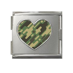 Camouflage Pattern Background Mega Link Heart Italian Charm (18mm) by Grandong