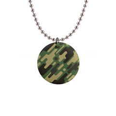 Camouflage Pattern Background 1  Button Necklace by Grandong