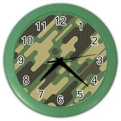 Camouflage Pattern Background Color Wall Clock by Grandong