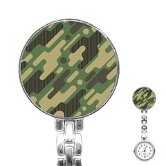 Camouflage Pattern Background Stainless Steel Nurses Watch by Grandong